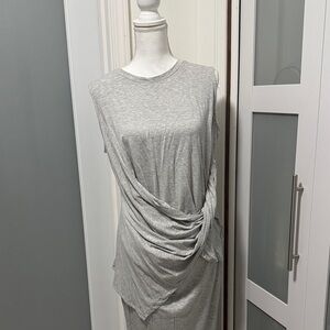 Tahari Light Gray Sleeveless Draped Tank Top